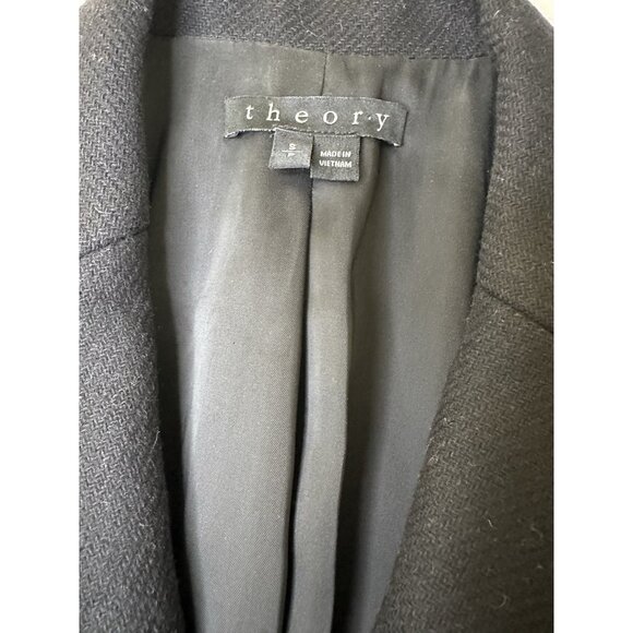 Theory Women’s Black Wool Blend Long Coat Tailored Fit Small - Picture 3 of 10